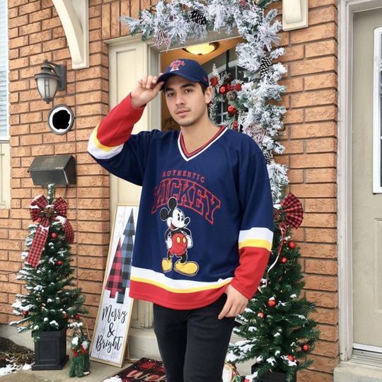 Discover Vintage Walt Disney World Mickey And Friends Hockey Jersey, Mickey & Friends Mickey Sports Hockey Jersey, Disney Team Matching Outfits