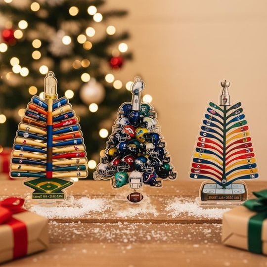 Discover MLB Fan Acrylic Christmas Tree,Fun Football Helmet Ornament Display for Holiday Decor, Christmas Gift for Sports Fans,Game Day Holiday Decor