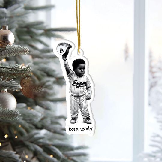 Discover Born Ready Acrylic Baseball Boy Ornament, Retro Sports Gift