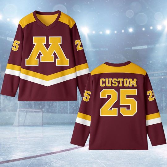 Discover Custom Hockey Jersey, Personalized Name and Number Hockey Jersey, Maroon and Yellow Hockey Jersey