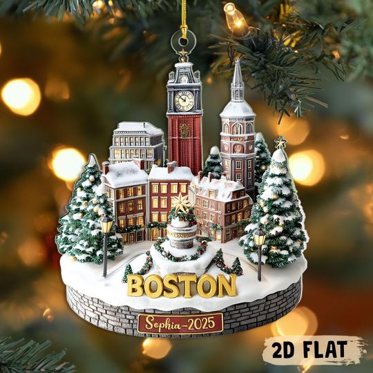Personalized Wisconsin Acrylic Ornament 2025, 2D Flat Printed State Landmark Xmas Tree Decor, Wisconsin Barn Capitol Keepsake for Travelers