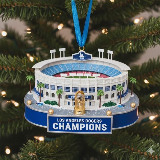 Dodgers Baseball World Series Champions Ornament, Los Angeles Dodgers Ornament, Los Angeles Back-to-Back Champions, Dodgers Champions Gift