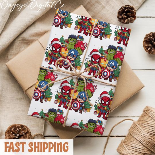 Discover Superhero Christmas Wrapping Paper | Comic Book Gift Wrap | Festive Action Hero Paper | Kids Xmas Present Decor