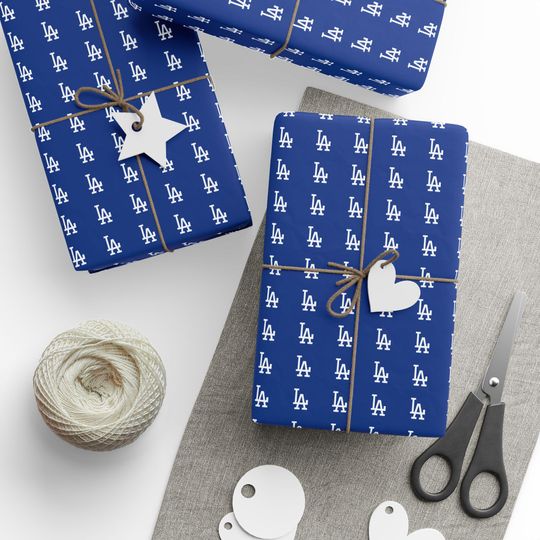 Discover Dodgers Wrapping Paper, MLB Gift Wrap, Sports Team Present Packaging, Baseball Fan Celebration Supplies, LA Holiday Theme Decor