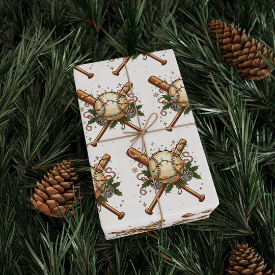 Discover Christmas Wrapping Paper, Baseball Christmas Gift Wrap, Christmas Lights Gift Wrap Roll, Custom Sports Christmas Wrap, Kids Gift Wrap