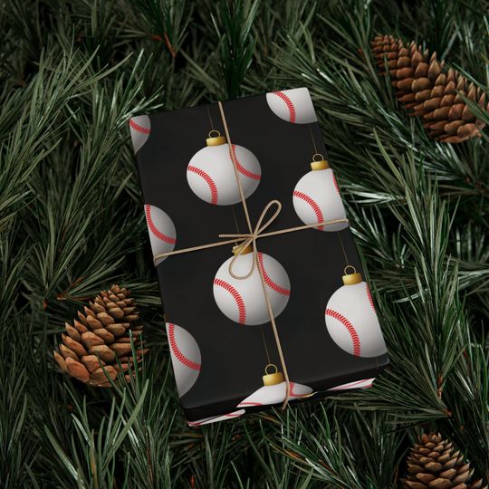 Discover Christmas Baseball Wrapping Paper Roll, Homerun Softball Holiday Gift Wrap, Players, Baseball Coach, Fans XMAS Presents, Grand Slam