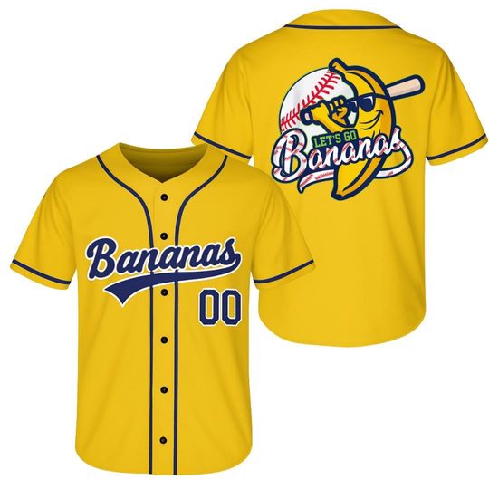 Discover Funny Banana Baseball Jersey, Let's Go Bananas Shirt for Baseball Fans, Custom Baseball Jersey, Personalize Team name number