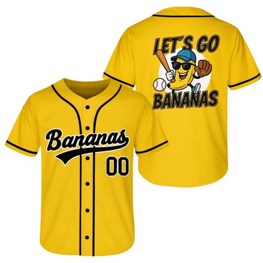 Discover Funny Banana Baseball Jersey, Let's Go Bananas Shirt for Baseball Fans, Custom Baseball Jersey, Personalize Team name number