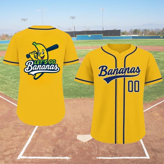 Discover Funny Banana Baseball Jersey, Let's Go Bananas Shirt for Baseball Fans, Custom Baseball Jersey, Personalize Team name number