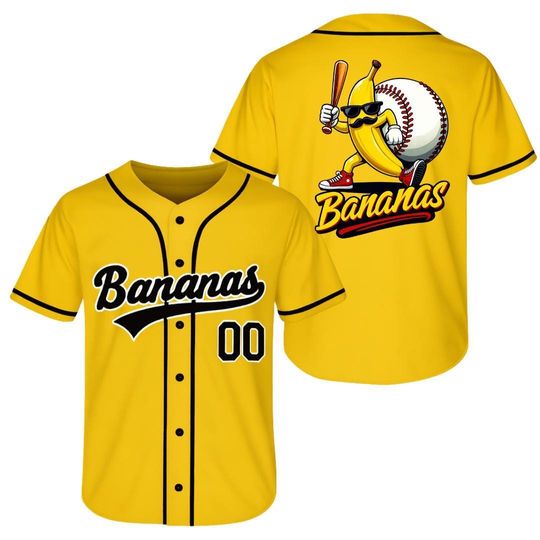 Discover Funny Banana Baseball Jersey, Let's Go Bananas Shirt for Baseball Fans, Custom Baseball Jersey, Personalize Team name number
