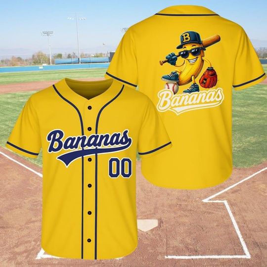 Discover Custom Baseball Jersey, Funny Banana Baseball Jersey, Let's Go Bananas Shirt for Baseball Fans, Gift For Savannah Baseball Fan