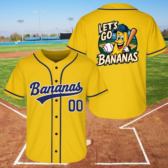 Discover Custom Baseball Jersey, Funny Banana Baseball Jersey, Let's Go Bananas Shirt for Baseball Fans, Gift For Savannah Baseball Fan