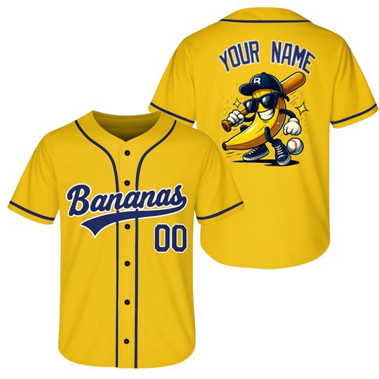 Discover Custom Baseball Jersey, Funny Banana Baseball Jersey, Let's Go Bananas Shirt for Baseball Fans, Gift For Savannah Baseball Fan