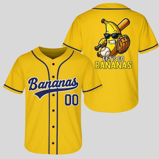 Discover Custom Baseball Jersey, Funny Banana Baseball Jersey, Let's Go Bananas Shirt for Baseball Fans, Gift For Savannah Baseball Fan