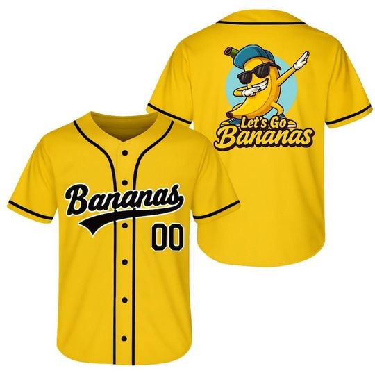 Discover Custom Baseball Jersey, Funny Banana Baseball Jersey, Let's Go Bananas Shirt for Baseball Fans, Gift For Savannah Baseball Fan