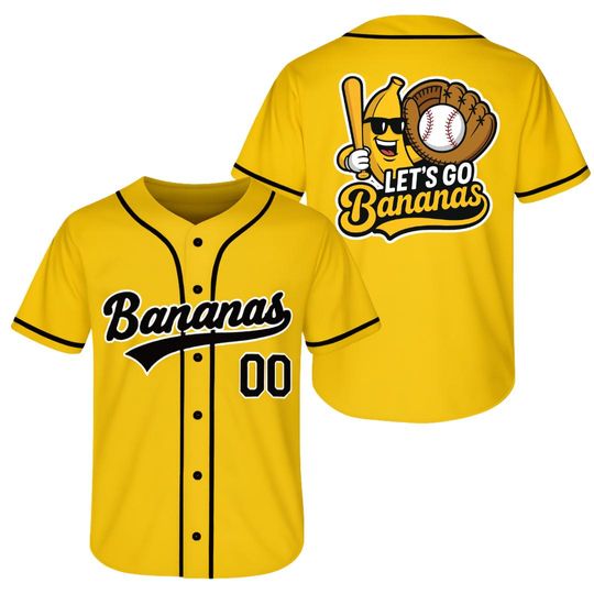 Discover Custom Baseball Jersey, Funny Banana Baseball Jersey, Let's Go Bananas Shirt for Baseball Fans, Gift For Savannah Baseball Fan