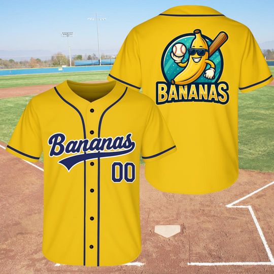 Discover Custom Baseball Jersey, Funny Banana Baseball Jersey, Let's Go Bananas Shirt for Baseball Fans, Gift For Savannah Baseball Fan