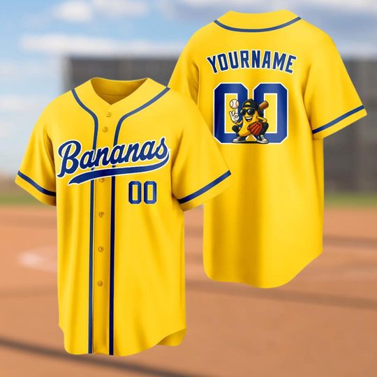 Discover Custom Baseball Jersey, Funny Banana Baseball Jersey, Let's Go Bananas Shirt for Baseball Fans, Gift For Savannah Baseball Fan