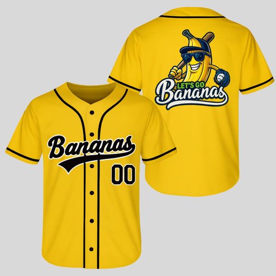 Discover Custom Baseball Jersey, Funny Banana Baseball Jersey, Let's Go Bananas Shirt for Baseball Fans, Gift For Savannah Baseball Fan
