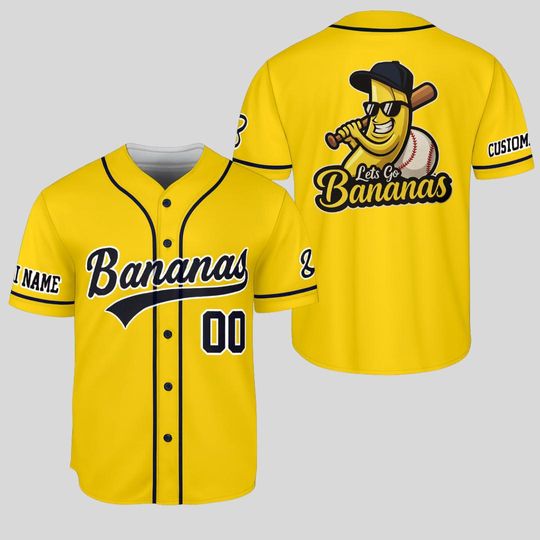 Discover Personalized Bananas Team Baseball Jersey, Funny Bananas Jersey, Let's Go Bananas Jersey, Custom Team Name Number, Gift For Savannah Fan