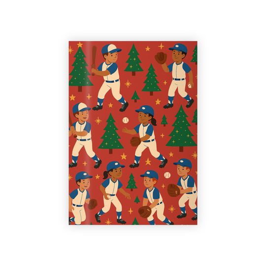 Discover Baseball Players Pattern Gift Wrap Roll | Holiday Baseball Wrapping Paper