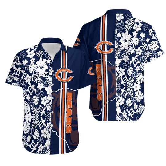 Chicago Bears Tropical Stripe Hawaiian Shirt