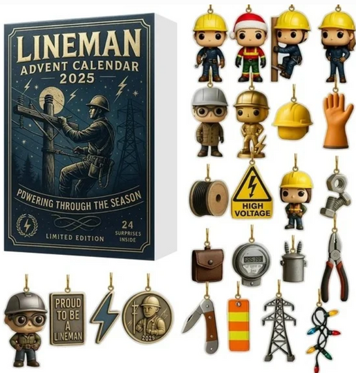 Discover Lineman Advent Calendar 2025 Acrylic Blind Box Holiday Decor