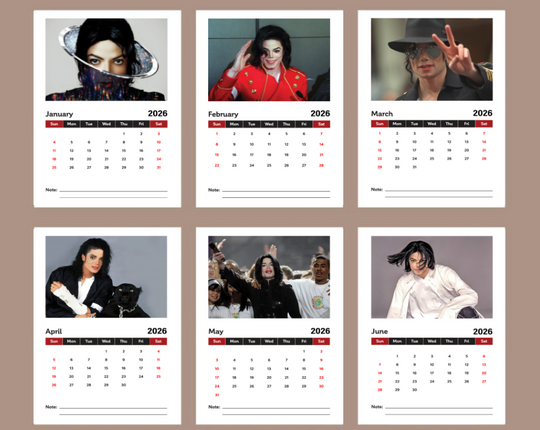 Michael Jackson 2026 Calendar