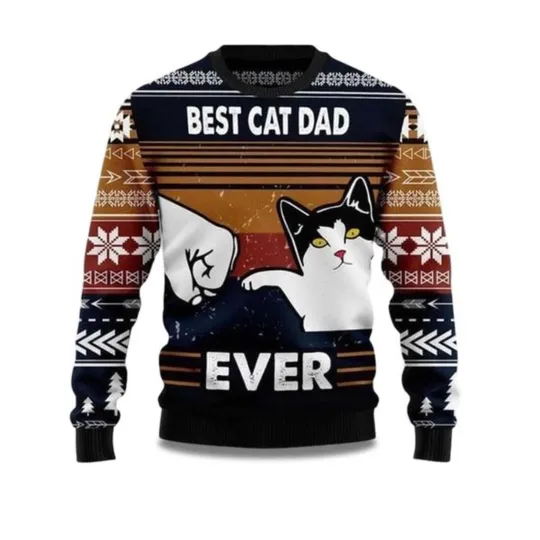 Discover Best Cat Dad Ever Funny Ugly Christmas Sweater Christmas Gift