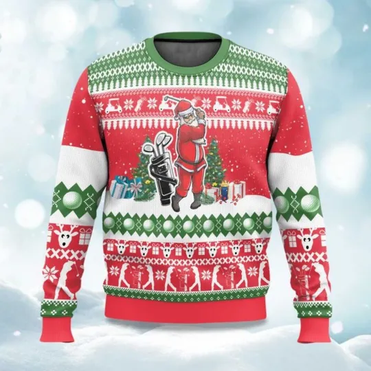 Discover Santa Golf Swing Ugly Christmas Sweater, Christmas Gift For Men, Women