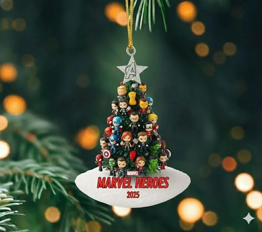 Discover Whimsical Marvel Superheroes Ornament, Personalized Marvel Avengers Christmas Tree Ornament, Custom Superhero Ornament, Marvel Fan Gift