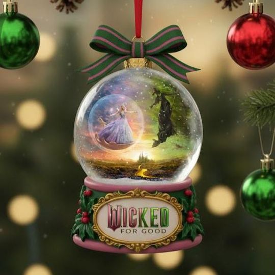 Elphaba & Glinda Musical Keepsake, Broadway Fan Christmas Gift, Wicked Musical Christmas 2D Ornament, Wicked For Good Snow Globe Ornament