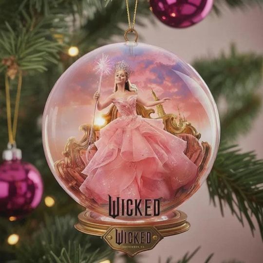 Custom Glinda Wicked Musical Christmas Ornament, Glinda Musical Keepsake, Broadway Fan Christmas Gift, Wicked Christmas Snow Globe Ornament