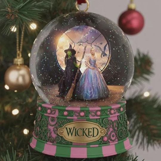 Custom Elphaba & Glinda Wicked Musical Ornament, Broadway Fan Christmas Gift, Wicked Christmas 2D Flat Keepsake, Wicked Snow Globe Ornament