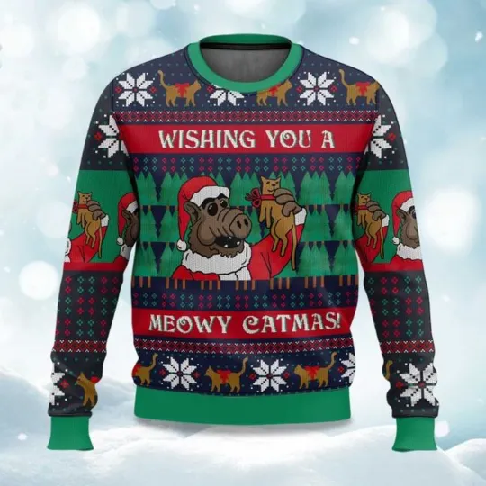 Discover Wishing You A Meowy Catmas Ugly Christmas Sweater, Christmas Gift