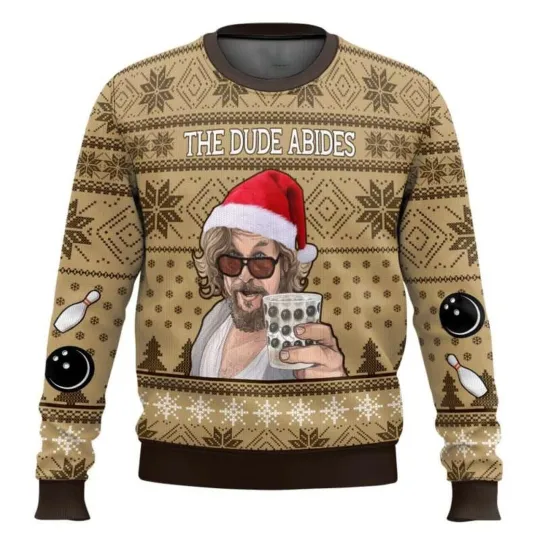 The Big Lebowski The Dude Abides Cute Christmas Gift Ugly Christmas Sweater