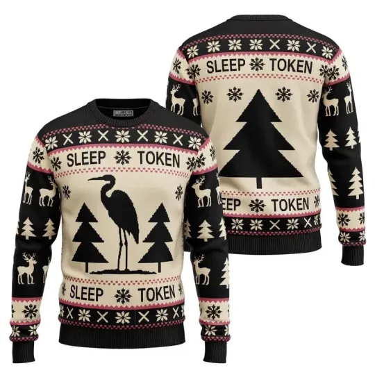 Discover Sleep Token & Flamingo Christmas Ugly Sweater 2025 Holiday Knit Gift