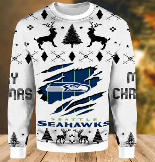 Discover Seattle Seahawk Logo Ugly Christmas Sweater