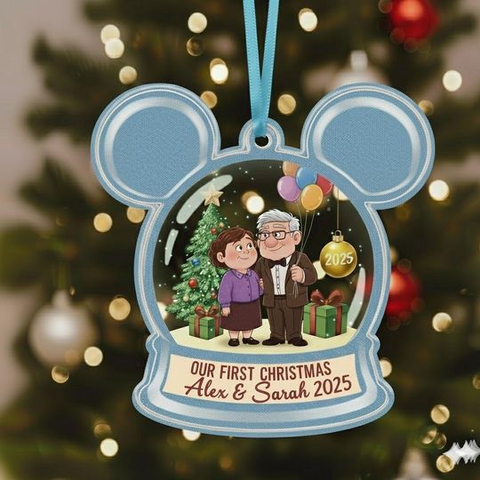 Discover Personalized Disney UP Couple Ornament, First Christmas 2025 Ornament