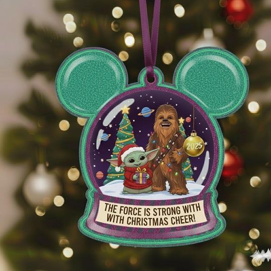Discover Star Wars Christmas Ornament, The Force Keepsake, Grogu & Chewbacca Mickey Ears Ornament