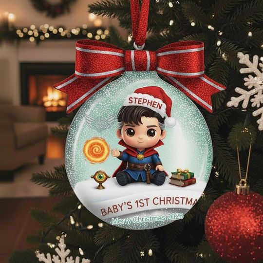 Discover Personalized Captain Amrican Baby Ornament, Baby's First Christmas 2D Flat Ornament