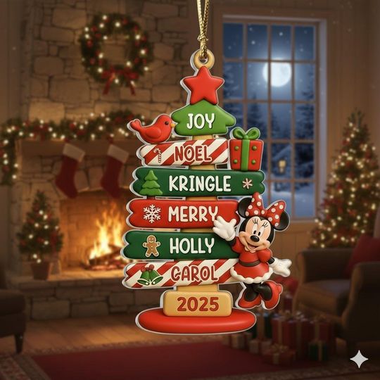 Discover Personalized Minnie Mouse Christmas Tree Ornament: Hologram Acrylic