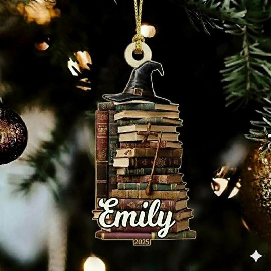 Discover Personalized Wizard Book Acrylic Ornament: Dark Academia Decor