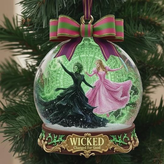 Custom Elphaba Glinda Christmas Ornament, Personalized Wicked Musical Christmas Acrylic 2D Flat Ornament