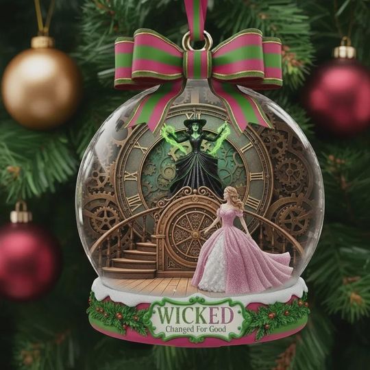 Personalized Wicked Musical Christmas Acrylic Ornament, Custom Witch Themed Xmas Gift