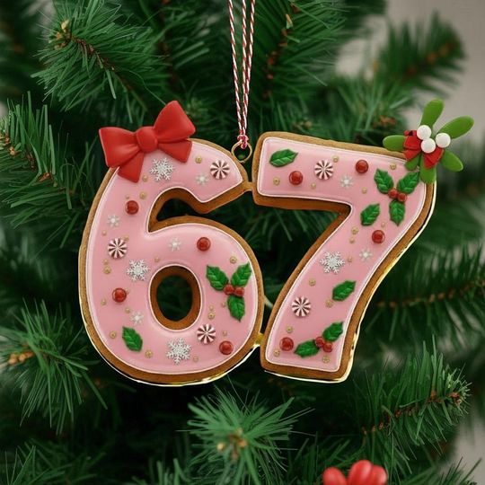 Discover Viral 67 Acrylic Ornament, Six Seven Pink Ornament, Ornament Gift For Teen