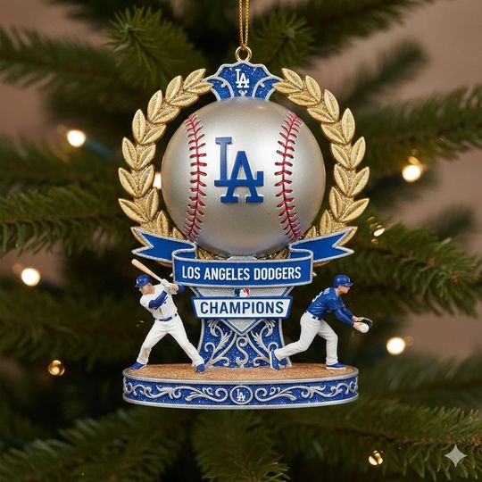 Discover D@dgers World Series Champion Ornament, Los Angeles Baseball Champs Ornament