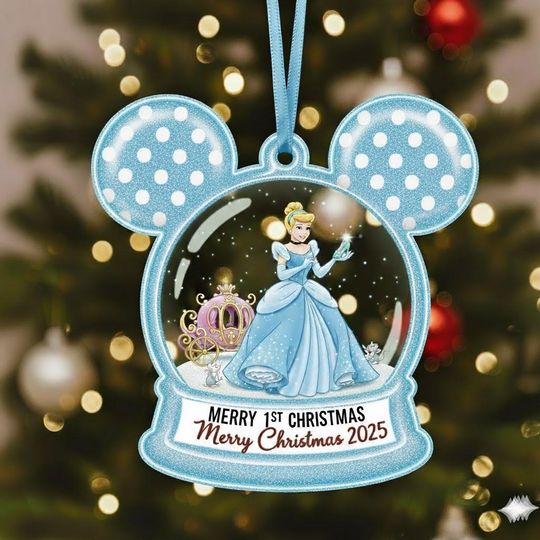 Discover Custom Cinde 2D Flat Ornament, Personalized Mickey Ears Disney Princess
