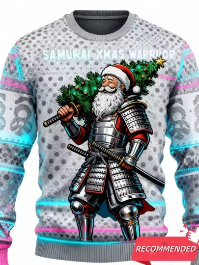 Discover Samurai Santa Warrior Ugly Christmas Sweater Holiday Gift
