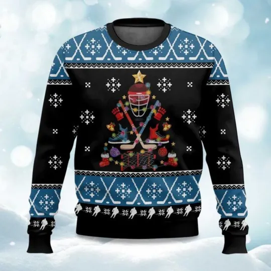 Discover Happy Hockeyday Ugly Christmas Sweater - Xmas Gift 2025